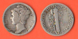 America Dime 1924 USA Mercury America XXX - 1916-1945: Mercury