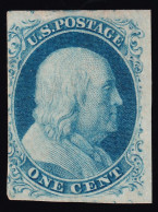 Estados Unidos, 1851-56 Scott. 8A, (*),  1 ¢  Azul, [P.F. Certificate.] - Ongebruikt
