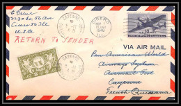 0867 Lettre Aviation (Airmail Cover Luftpost) USA Premier Vol (first Flight) 1946 Cicero Illinois Cayenne Guyane - Lettres & Documents