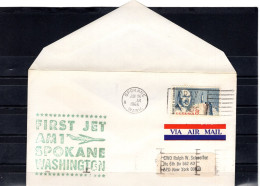 USA 1966 First Flight Cover First Jet AM1 Spokane - Washington Green Ink - FDC