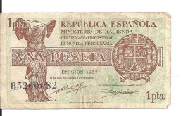 ESPAGNE 1 PESETA 1937 VF P 94 - 1-2 Pesetas