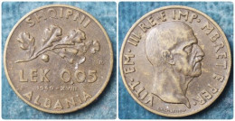 M_p> Regno Vitt Eman III° Colonia D'Albania 0,05 Lek 1940 XVIII Bronzital - Albanië