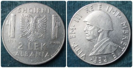 M_p> Regno Vitt Eman III° Colonia D'Albania 2 Lek 1939 XVIII ANTI-magnetico , ALTA CONSERVAZIONE - Albania