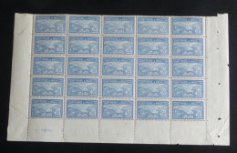 SPM - 1922-28 - N°YT. 114 - Goeland 50c Bleu - Bloc De 25 Bord De Feuille - Neuf Luxe ** / MNH - Unused Stamps