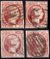 ESPAGNE / ESPANA / SPAIN 1853 Ed.17/17a 6c Rosa O Rosa Carminado - 4 Copias - Usados - Gebraucht