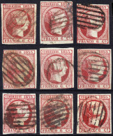 ESPAGNE / ESPANA / SPAIN 1853 Ed.17/17a 6c Rosa O Rosa Carminado - 9 Copias - Usados - Used Stamps