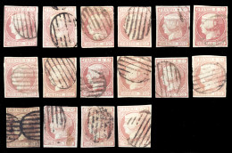 ESPAGNE / ESPANA / SPAIN 1852 Ed.12/12a/12b 6c Rosa, Roa Oscuro O Carmin - 16 Copias - Usados - Used Stamps