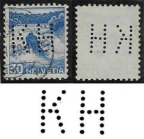 Switzerland 1938/1960 Stamp Perfin KH By Kammgarnspinnerei Herisau AG + Kempf & Co + Otto Riess & Co Lochung Perfore - Perforés