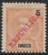 Zambezia – 1911 King Carlos Surcharged REPUBLICA 5 Réis Mint Stamp - Zambezië