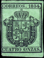ESPAGNE / ESPANA / SPAIN 1854 OFICIAL Ed.30 Negro S/verde - Nuevo Con Goma - Oblitérés