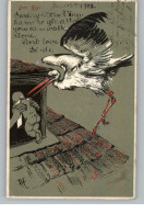 ZUR GEBURT - Storch Bringt Das Baby, 1902, Kl. Druckstelle - Birth