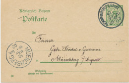 BAYERN ORTSSTEMPEL SCHWEINFURT 1 Stadt K1 1903 Auf 5 Pf Rauten GA - Postal  Stationery