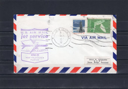 USA 1963 First Flight Cover First Jet Flight AM8 West Palm Beach, Florida (Chicago Arrival Stamp On The Back) - Sobres De Eventos