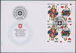 Suisse - 2018 - Schweizer Jass - Viererblock - Zusammenhängende - Ersttagsbrief FDC ET - Covers & Documents