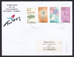 Turkey: Cover To USA, 2016, 6 Stamps, CEPT, Europa, Postal History (pencil Number At Back) - Lettres & Documents