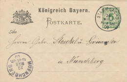 BAYERN ORTSSTEMPEL STAMMBACH 2. K1 1900 Auf 5 Pf Rauten GA; Wasserzeichen-ABART: Wz. 5 Z Mit 9 Und Zwei Halben Statt 10 - Postal  Stationery