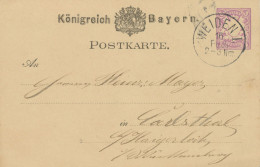 BAYERN ORTSSTEMPEL WEIDEN I. K1 (ohne Jahreszahl) 1882 Auf 5 Pf Wappen GA Nach CARLSTHAL - Postal  Stationery