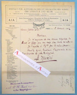 ● L.A.S 1912 Institut International (...) Oeuvres Dramatiques Et Lyriques - Livret D'Elsen - ISNARD Lettre Autographe - Sänger Und Musiker