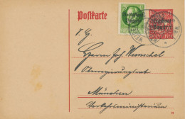 BAYERN ORTSSTEMPEL WEIDEN (Opf.) 2 K2 1919 Auf 10 Pf Wappen GA Mit Überdruck Freistaat Bayern Sowie 5 Pf Ludwig Mit Volk - Postal  Stationery