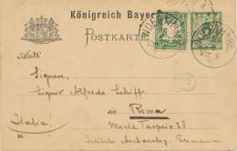 BAYERN ORTSSTEMPEL WOERTH A / Rhn. K1 (WÖRTH AM RHEIN) 1894 5 Pf Rauten GA Mit 5 Pf Wappen Als Zusatzfrankatur – Ausland - Postal  Stationery