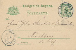 BAYERN ORTSSTEMPEL WUERZBURG 2 (WÜRZBURG) K1 1902 Auf 5 Pf Rauten GA - Postal  Stationery