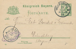 BAYERN ORTSSTEMPEL WUERZBURG 2 (WÜRZBURG) K1 1902 Auf 5 Pf Rauten GA - Postal  Stationery