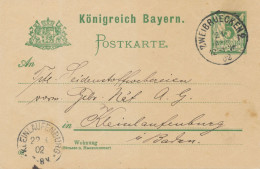 BAYERN ORTSSTEMPEL ZWEIBRUECKEN 2. K1 (ZWEIBRÜCKEN) Und Sehr Seltene KLEINLAUFENBURG K1 (Baden) 1902 Auf 5 Pf Rauten GA - Postal  Stationery