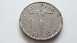 BELGIQUE ALBERT PREMIER TRES TRES BEAU BON POUR 1 FRANC 1933 ONLY 1.998.000 EX. COTES : 1.5€-5€-15€-30€ - 1 Franco