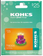 Kohl's, U.S.A., Carte Cadeau Pour Collection, Sans Valeur, # Kohls-159a - Cartes De Fidélité Et Cadeau