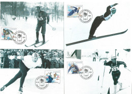 Norge Norway 1991 Olympic Games Lillehammer '94, Skiing: Cross Country , Jumping, Duatlon, Skatin, Mi Bloc 16 Maximum - Briefe U. Dokumente