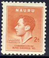 Naura 1937 KGV1 2d Orange MM Coronation SG 45 ( H557 ) - Nauru