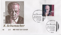 Germany Deutschland 1995 FDC Kurt Schumacher, German Politician And Resistance Fighter Against The Nazis, Berlin - 1991-2000