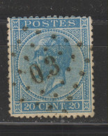 COB 18 Oblitération Losange De Points Ambulant O.3 GAND-MOUSCRON - 1865-1866 Perfil Izquierdo