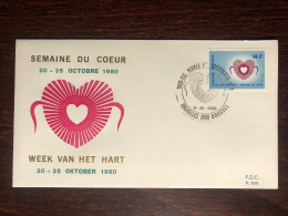 BELGIUM FDC COVER 1980 YEAR HEART CARDIOLOGY HEALTH MEDICINE STAMPS - Lettres & Documents