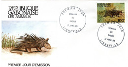 GABUN, FDC, Porcupine  /  REPUBLIQUE  GABONAISE, Lettre De Première Jour,  Hérisson  1985 - Rodents