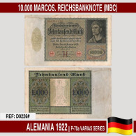 D0226# Alemania 1922. 10.000 Marcos. Reichsbanknote (MBC) P-70a - 10.000 Mark