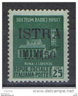 ISTRIA - OCCUPAZ. JUGOSLAVA:  1945  SOPRASTAMPATO  -  50 C./25 C. VERDE  N. -  SASS. 23 - Yugoslavian Occ.: Istria