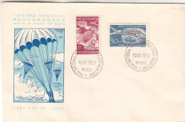 Yougoslavie - Lettre FDC De 1951 - Oblit Bled - Avions - Parachutisme - Valeur 120 Euros - - Storia Postale