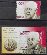 Iceland 2002, 100th Birthday Halldór Laxness, MNH S/S And Single Stamp - Unused Stamps
