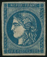 ** N°45C 20c Bleu Type II R3 - TB - 1870 Emission De Bordeaux