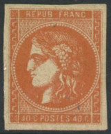 ** N°48 40c Orange, Signé Calves Et Brun - TB - 1870 Bordeaux Printing