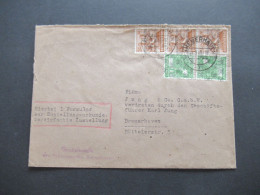 Bizone 8.1948 Band / Netzaufdruck MiF Int. Portostufe! 1 Formular Zur Zustellungsurkunde Arbeitsgericht Bremerhaven - Cartas & Documentos