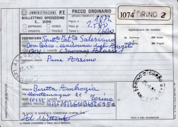 Italia (1993) - Bollettino Pacchi Da Torino Per Alassio (SV) - (pane Azzimo) - Postal Parcels