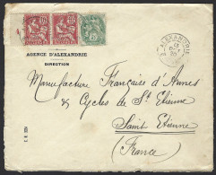 F15 - Egypt Alexandria French Office - Cover 1920 To Saint-Etienne France - Lettres & Documents