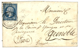 1859 20c (n°14) TTB Margé Obl. Grille + CORPS EXPEDITIONNAIRE D' ITALIE Sur Lettre Avec Texte Daté "ROME" Pour GRENOBLE. - Army Postmarks (before 1900)