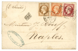 1861 10c (n°13B) + 40c (n°16) + 80c (n°17) Tous TB Margés Obl. Ambulant + BORDEAUX A PARIS 1° Sur Lettre Pour NAPLES. Ce - 1853-1860 Napoléon III.