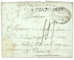 1788 COLONIES PAR L'ISLE DE RHE Orné + Cachet Rare LA GUADELOUPE (Jamet N°3) Sur Lettre (pd) Avec Texte Daté "GUADELOUPE - Maritime Post