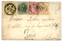 MIXTE FRANCE / JAPON : 1875 CERES 5c + 15c + 80c Obl. GC 5118 YOKOHAMA Bau FRANCAIS + JAPON 2s Jaune Obl. Sur Enveloppe  - 1849-1876: Classic Period