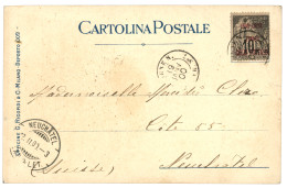 "Timbre Pour COLIS POSTAUX Utilisé Postalement" : 1900 COLIS-POSTAUX (n°1) Obl. LIGNE N PAQ. FR N°7 Sur Carte Pour La SU - Andere & Zonder Classificatie
