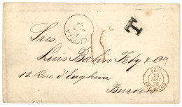 COLOMBIA : 1875 British Cds SAVANILLA + Rare "15c" Red Tax Marking (PRINTED MATTER) On Envelope To FRANCE. Vf. - Kolumbien